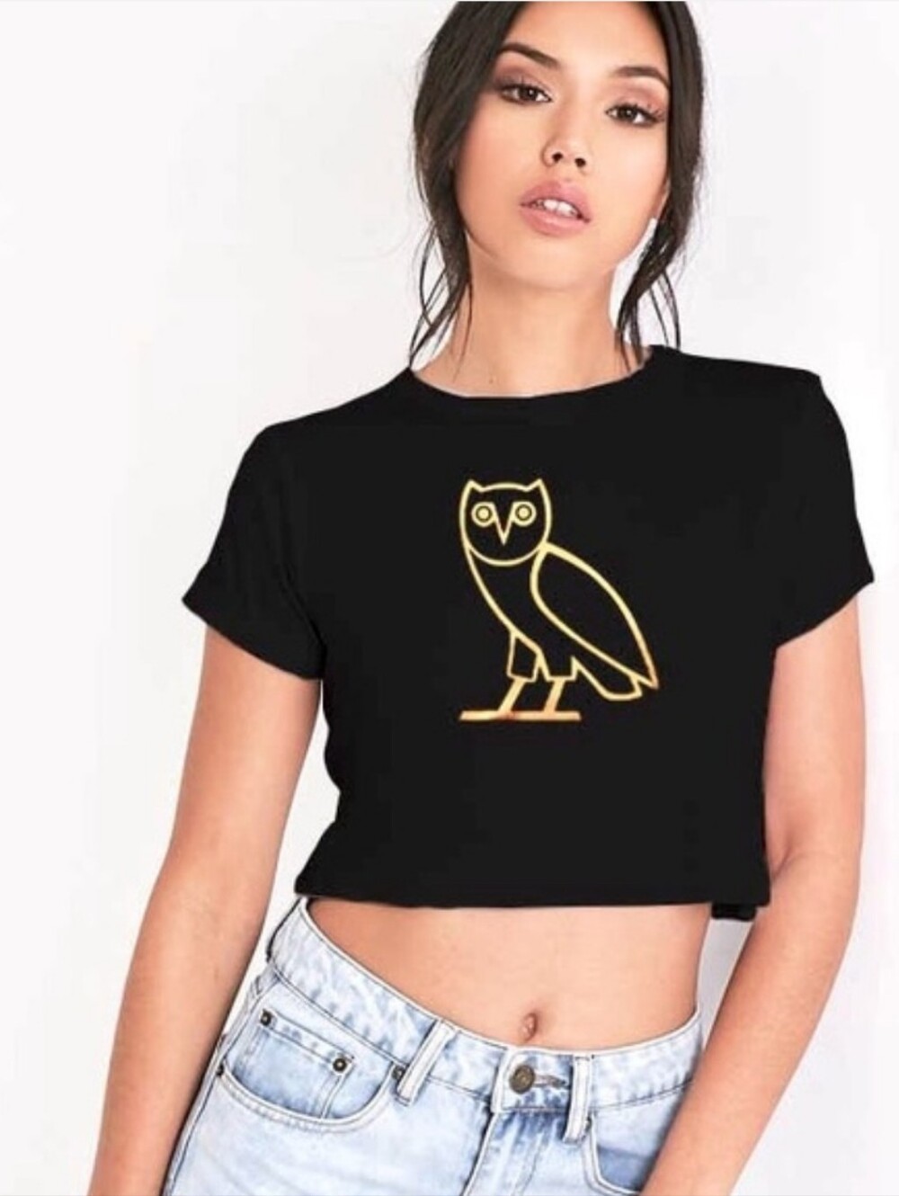 OVO Green Owl Logo Cotton Cropped Baby Tee - Picture 2 of 9